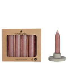 Taper kaars mauve set a 6 Ø2.15x11cm