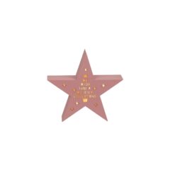 LED Staande ster hout roze 18x4x17cm